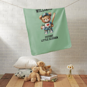 Future Baseball Player Teddy Bear Baby Blanket