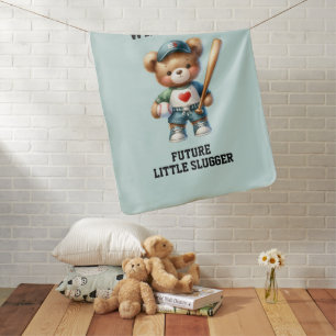 Future Baseball Player Teddy Bear Baby Blanket