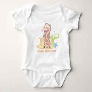 Future beach bum baby unisex kawaii sea horse baby bodysuit