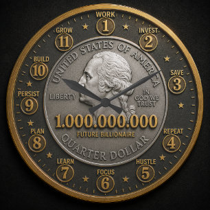 Future Billionaire Mindset Millionaire  Large Clock