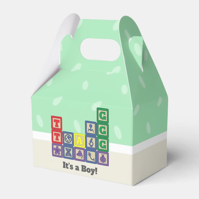 Future Biologist's Blocks Baby Shower Favor Box (Front Side)