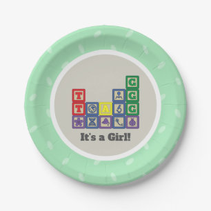 Future Biologist's Blocks Baby Shower Paper Plates