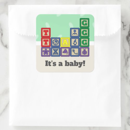Future Biologist's Blocks Baby Shower Sticker Roll