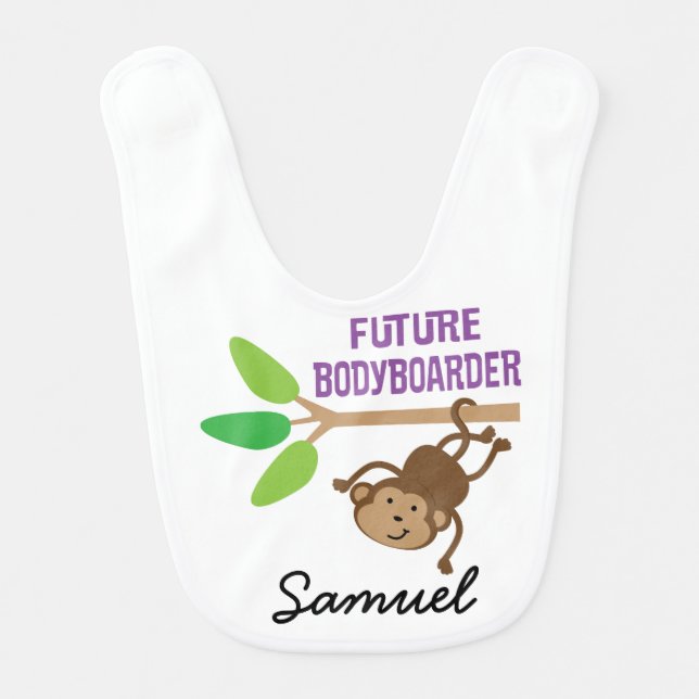 Future Bodyboarder Personalized Baby Bib (Front)
