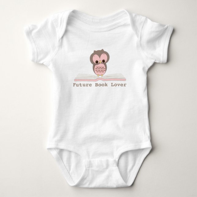 Future Book Lover Baby Girl Cute Owl Shirt (Front)
