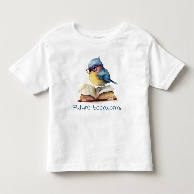 Future Bookworm Blue Bird Reading Baby  Toddler T-shirt (Front)