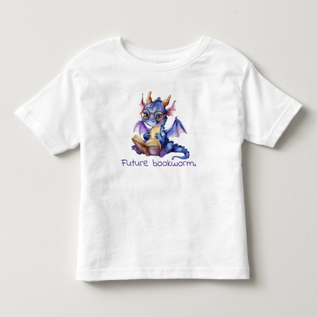 Future Bookworm Purple Dragon Reading Baby  Toddler T-shirt (Front)