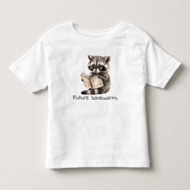 Future Bookworm Raccoon Reading Baby  Toddler T-shirt (Front)