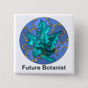 Future Botanist Teal plant Button