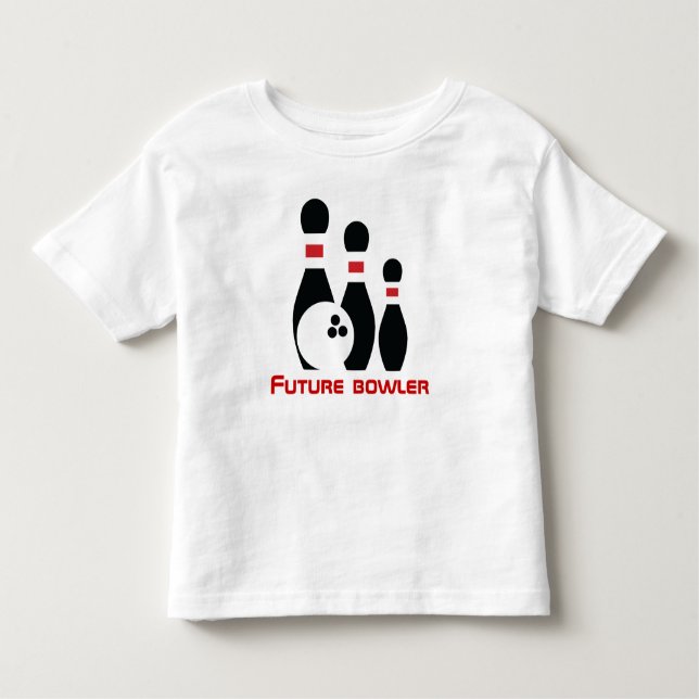 Future bowler, bowling ball and pins toddler t-shirt (Front)