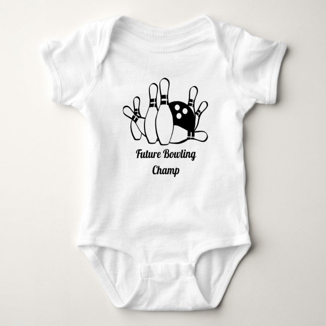 Future Bowling Champ Black and White Baby Bodysuit