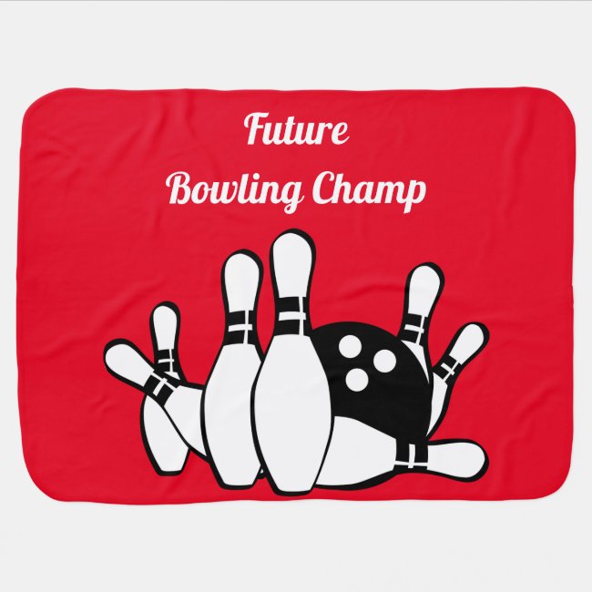 Future Bowling Champ Red Black White Baby Blanket