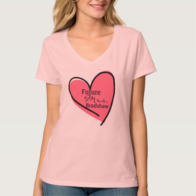 Future Bride Custom Pink Heart T-Shirt (Front)