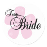 Future Bride Pink Flower Tshirts and Gifts Classic Round Sticker
