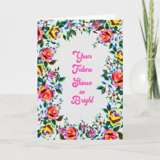 Future Bright Floral Graduation & Celebration Card