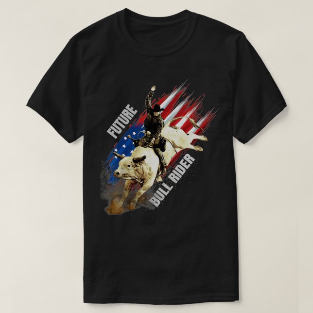 Future Bull Rider Gift Patriotic American Flag for T-Shirt (Design Front)