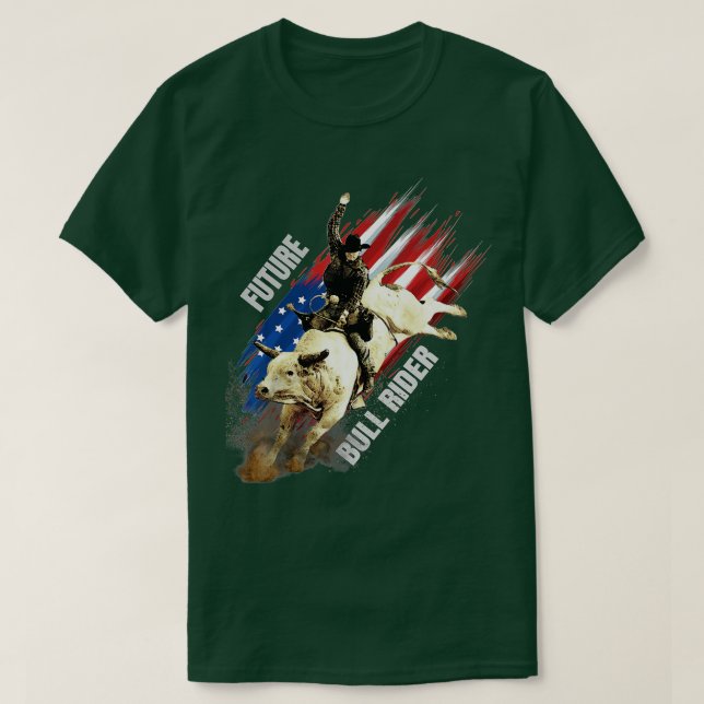 Future Bull Rider Gift Patriotic American Flag for T-Shirt (Design Front)