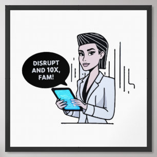 Future Businesswoman with Tech Slang Framed Art