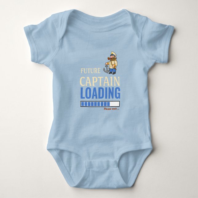 Future Captain Loading Cute Funny Personalized Boy Baby Bodysuit (Front)