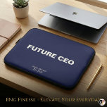 Future CEO | Personalized Name & Year Navy Blue Mo Laptop Sleeve<br><div class="desc">Dress for the Job You Want. Elevate your daily grind with this sleek "Future CEO" laptop sleeve from the BNG Finesse collection. Designed for the ambitious entrepreneur, the dedicated student, or the rising star in the corporate world, this case combines professional minimalism with a bold statement of intent. Design Features:...</div>