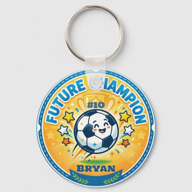 Future Champion Soccer Young Name & Player Number Keychain (Front)