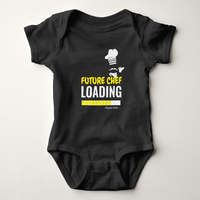 Future Chef Loading Black Funny Personalized Boy Baby Bodysuit (Front)