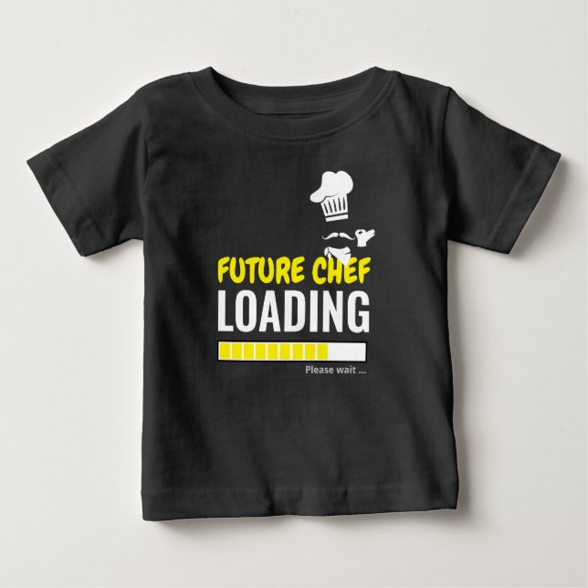 Future Chef Loading Black Funny Personalized Boy Baby T-Shirt (Front)