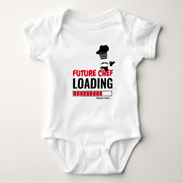Future Chef Loading Stylish Funny Personalized Boy Baby Bodysuit (Front)