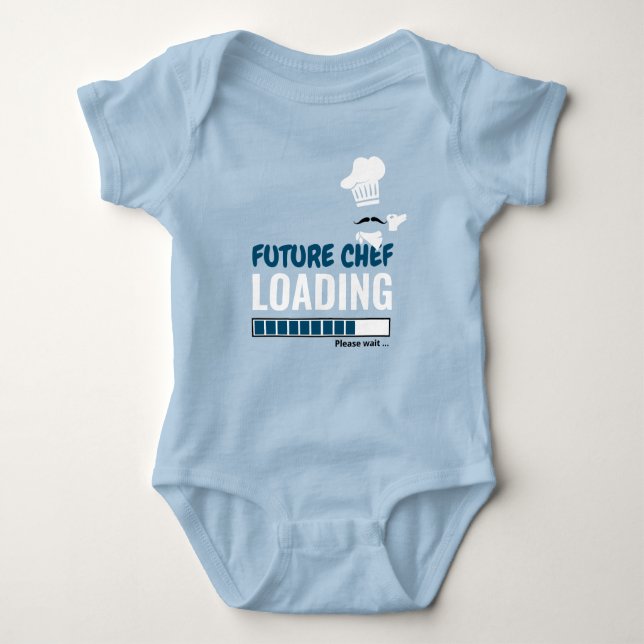 Future Chef Loading Trendy Funny Personalized Boy Baby Bodysuit (Front)