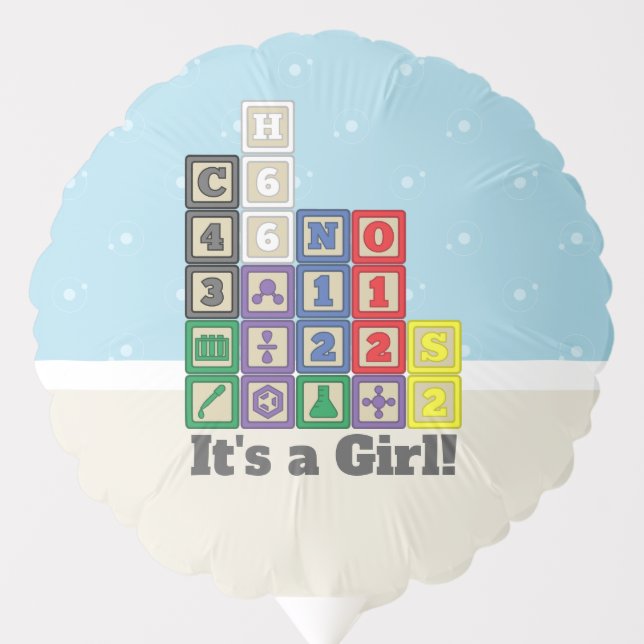 Future Chemist's Blocks Baby Shower Balloon (Front)