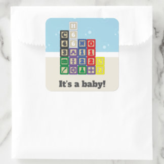 Future Chemist's Blocks Baby Shower Sticker Roll