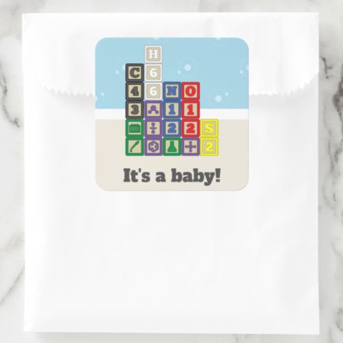 Future Chemist's Blocks Baby Shower Sticker Roll