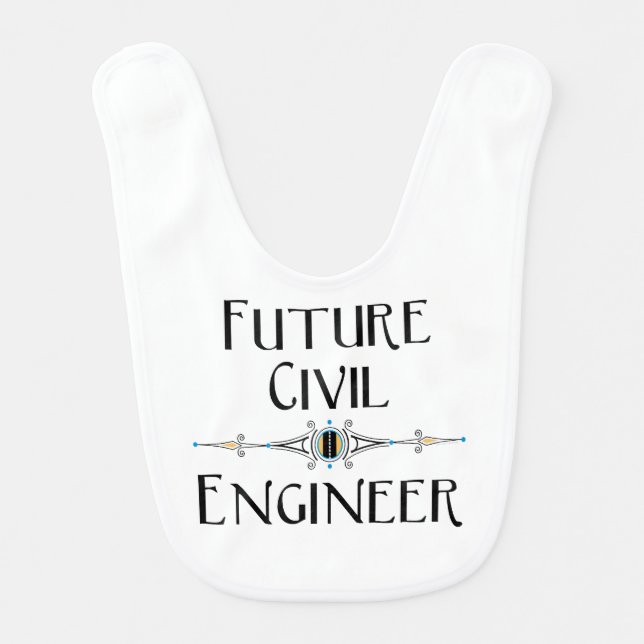 Future Civil Engineer Decorative Line Baby Bib (Front)
