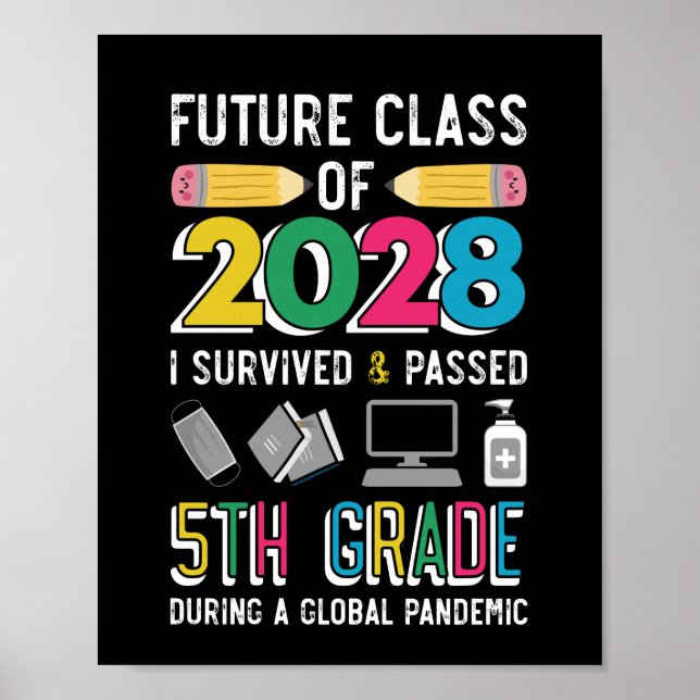 Future Class of 2028 Survived & Passed 5th Grade Poster (Front)