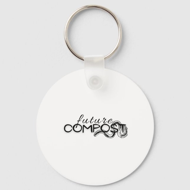 Future Compost With Worm (dark) Sticker  Keychain (Front)