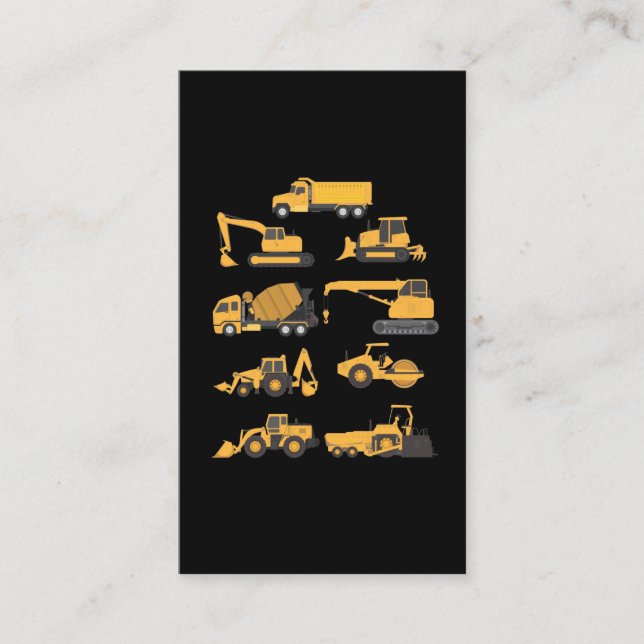 Future Construction Excavator operator Vehicles Business Card (Front)