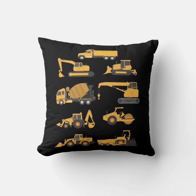 Future Construction Excavator operator Vehicles Throw Pillow (Front)