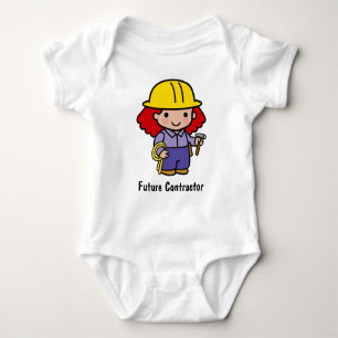 Future Contractor Girl with hammer and rope Baby Bodysuit