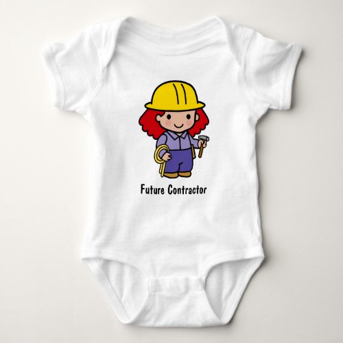 Future Contractor Girl with hammer and rope Baby Bodysuit