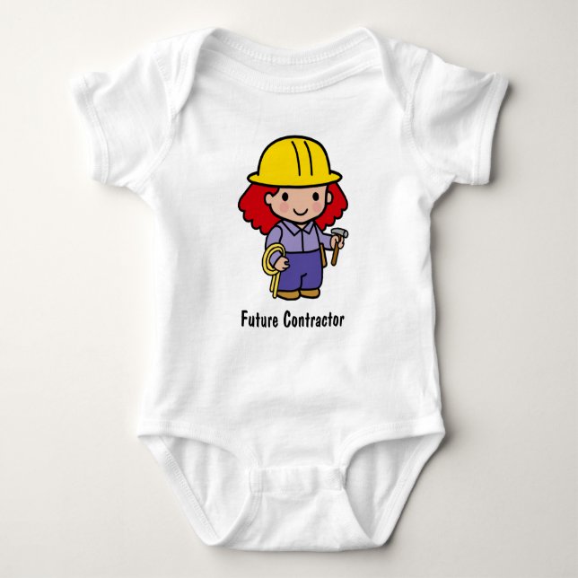 Future Contractor Girl with hammer and rope Baby Bodysuit (Front)