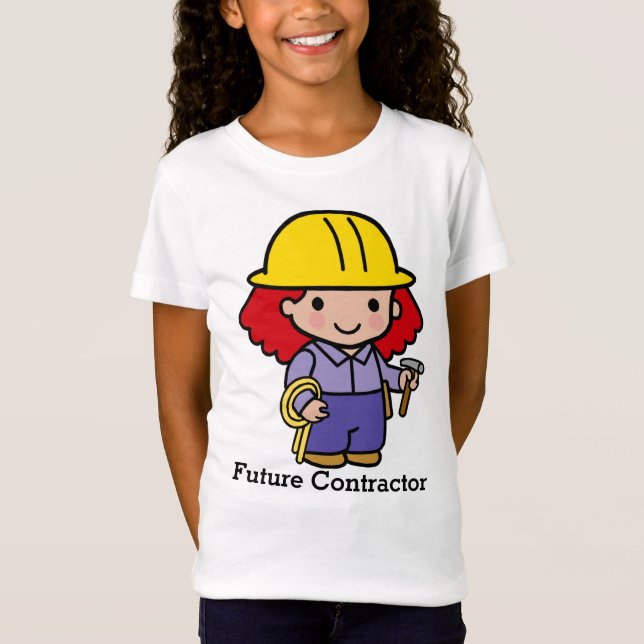 Future Contractor Girl with hammer and rope T-Shirt (Front)