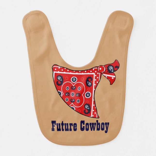 Future Cowboy Red Bandana Shower Gift - Bib (Front)