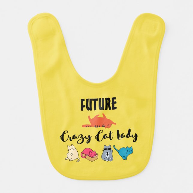 Future Crazy Cat Lady - Cute Kitty on Yellow Bib (Front)