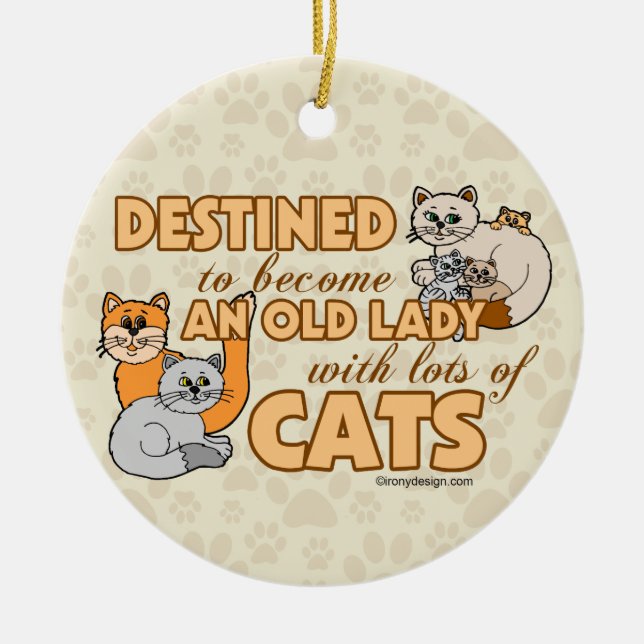 Future Crazy Cat Lady Funny Saying Design Ceramic Ornament (Front)