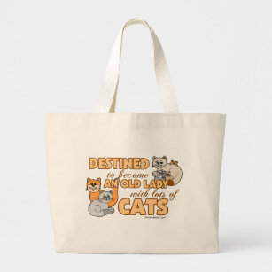Old Lady Bags Zazzle Future Crazy Cat Lady Funny Saying Design Large Tote Bag