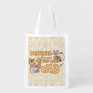 Future Crazy Cat Lady Funny Saying Design Reusable Grocery Bag