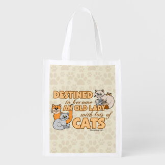 Future Crazy Cat Lady Funny Saying Design Reusable Grocery Bag