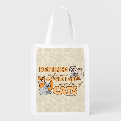 Future Crazy Cat Lady Funny Saying Design Reusable Grocery Bag