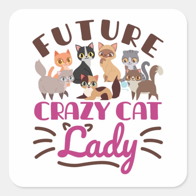Future Crazy Cat Lady Square Sticker (Front)