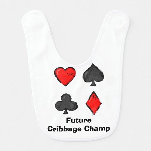 Future Cribbage Champ Red Black Baby Bib